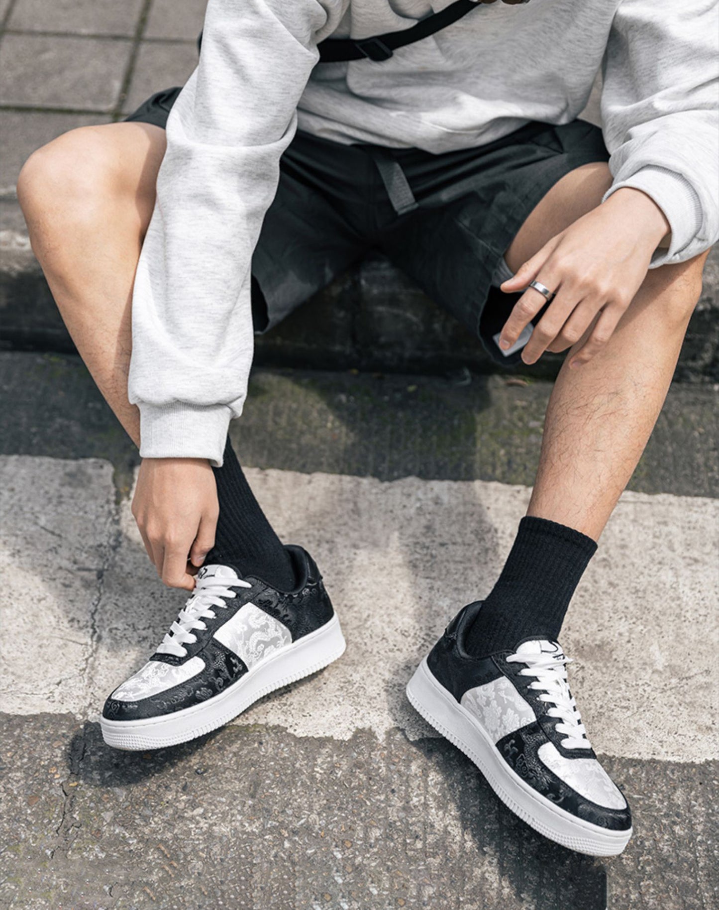 Air Force Edition Panda Silk Breathable Thick-soled Embroidered Men's Casual Shoes - Harmony Gallery