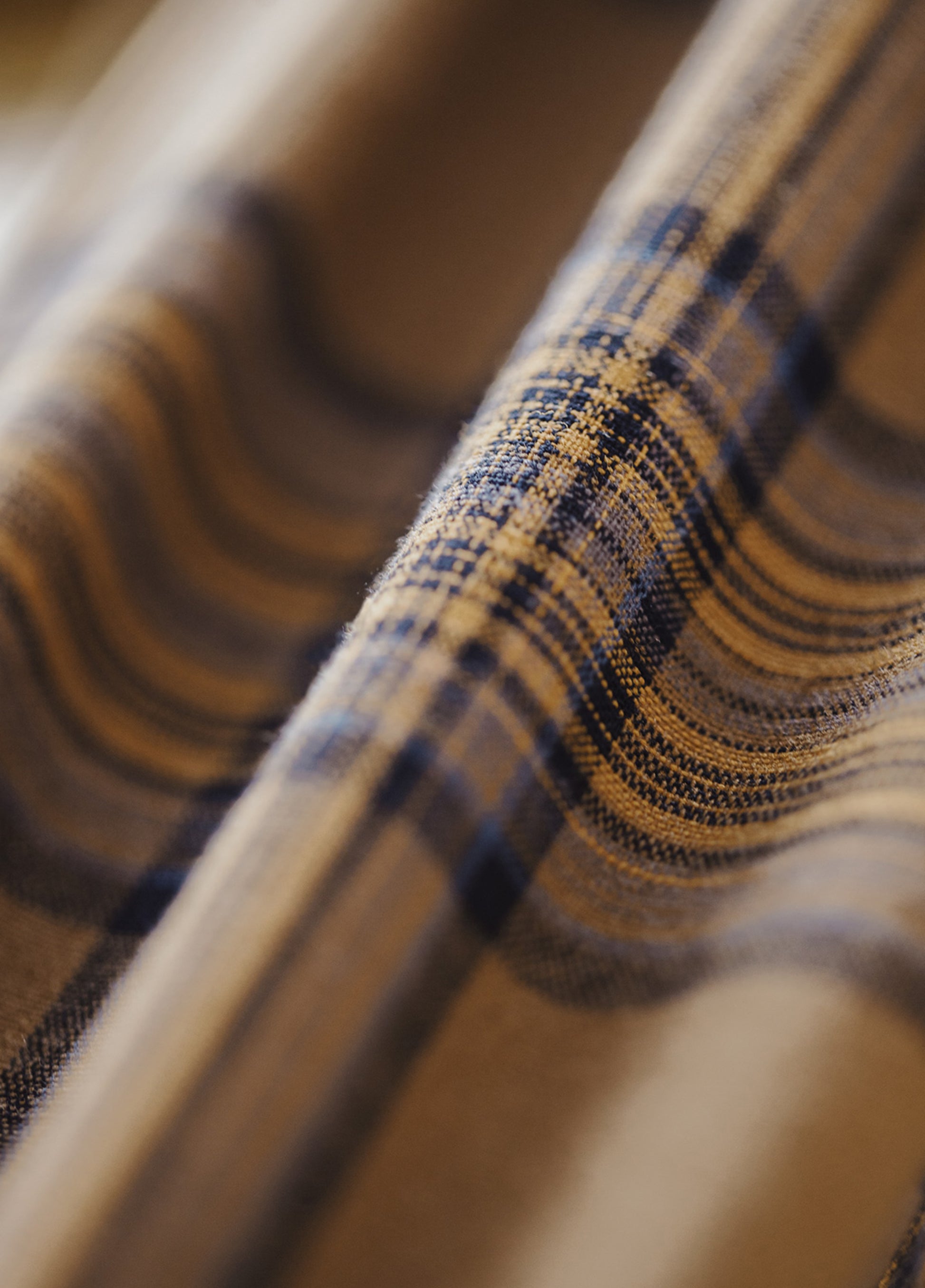 American Retro Plaid Thin Long-Sleeved Pure Cotton Brown Men's Shirt - Harmony Gallery