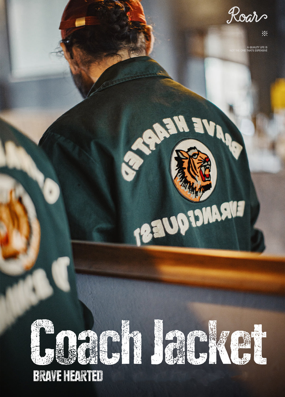 American Retro Embroidery Coach Lapel Dark Green Heavy Cotton Men's Jacket - Harmony Gallery