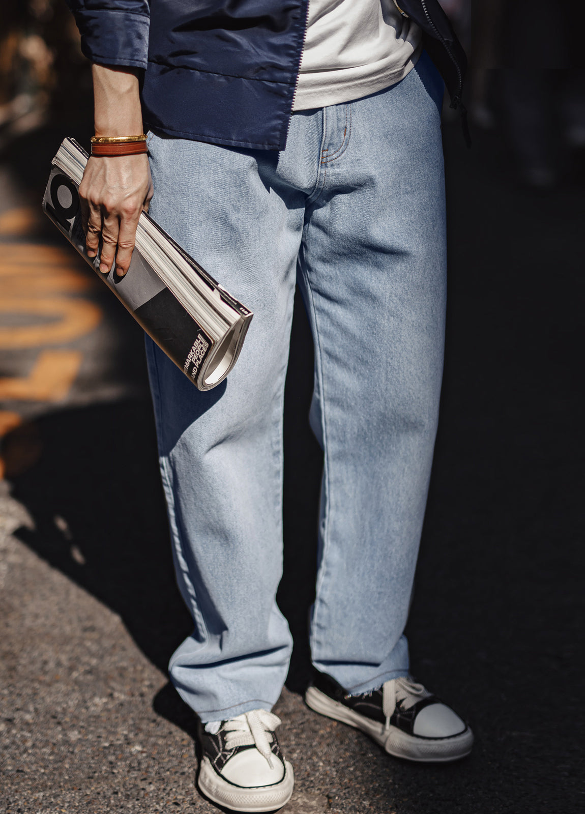 Jeans de hombre de algodón puro de mezclilla lavada de ropa de trabajo retro americana