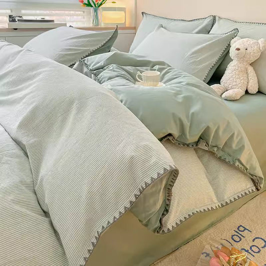 Light Luxury Pure Cotton Washed High-Grade four-piece Bed Set