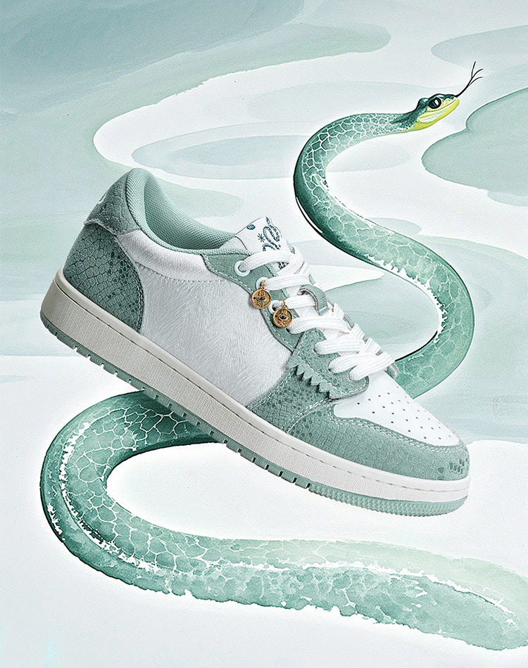 American Retro Small Design Snake Embroidery Thick-soled Men's