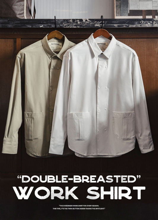 American Herringbone Double-Breasted All-Match Commuter Men's Shirt