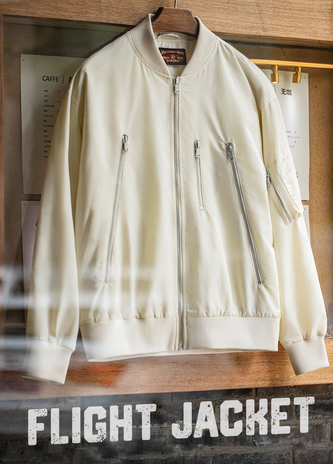 American Retro Casual White L2B Pilot Thin Baseball Short Daily Men's Jacket - Harmony Gallery