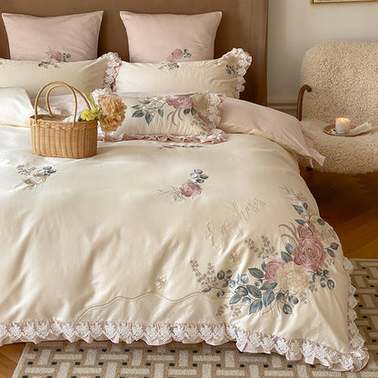 French Romantic Princess Cotton Four-Piece Pure Cotton Bed Set