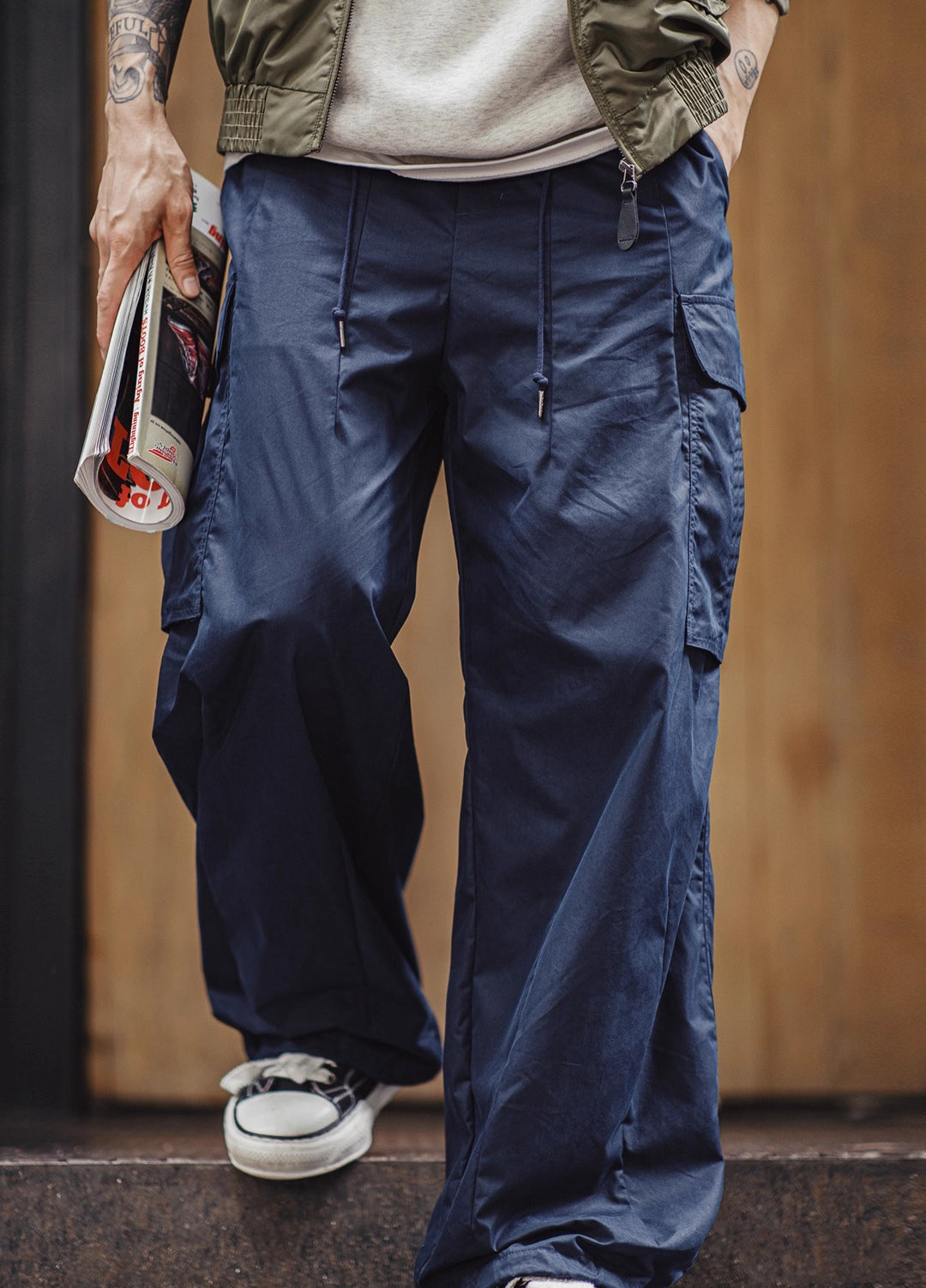 American M65 Large Pocket City Boy Woven Tapered Long Men's Trousers