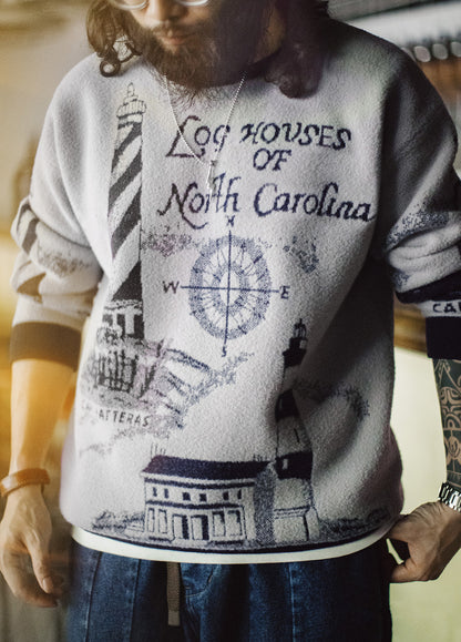 American Retro Smoky Gray Pullover Soft Warm Thick And Relaxed Men's Sweater