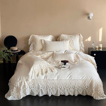 French Princess Romantic Lace Long-Staple Cotton Four-Piece Bed Set