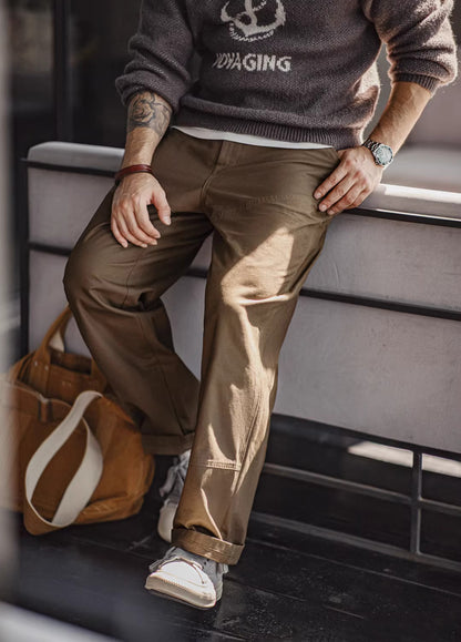 American Retro Clean Fit Logging Texture Sense Cotton Men's Trousers