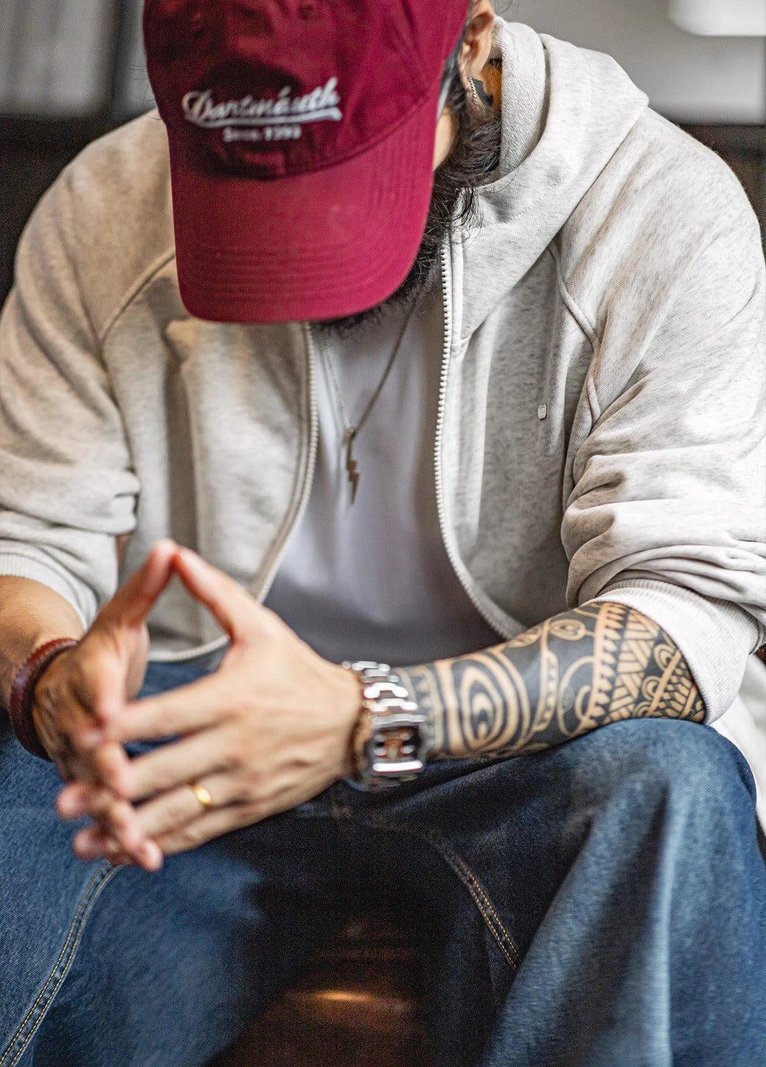 American Casual Hooded Raglan Sleeve Cardigan Long-Sleeved Men's Jacket - Harmony Gallery