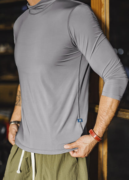 American Half-High Collar Fitness Elastic Gray Slim Ice Silk Men's Sweater - Harmony Gallery