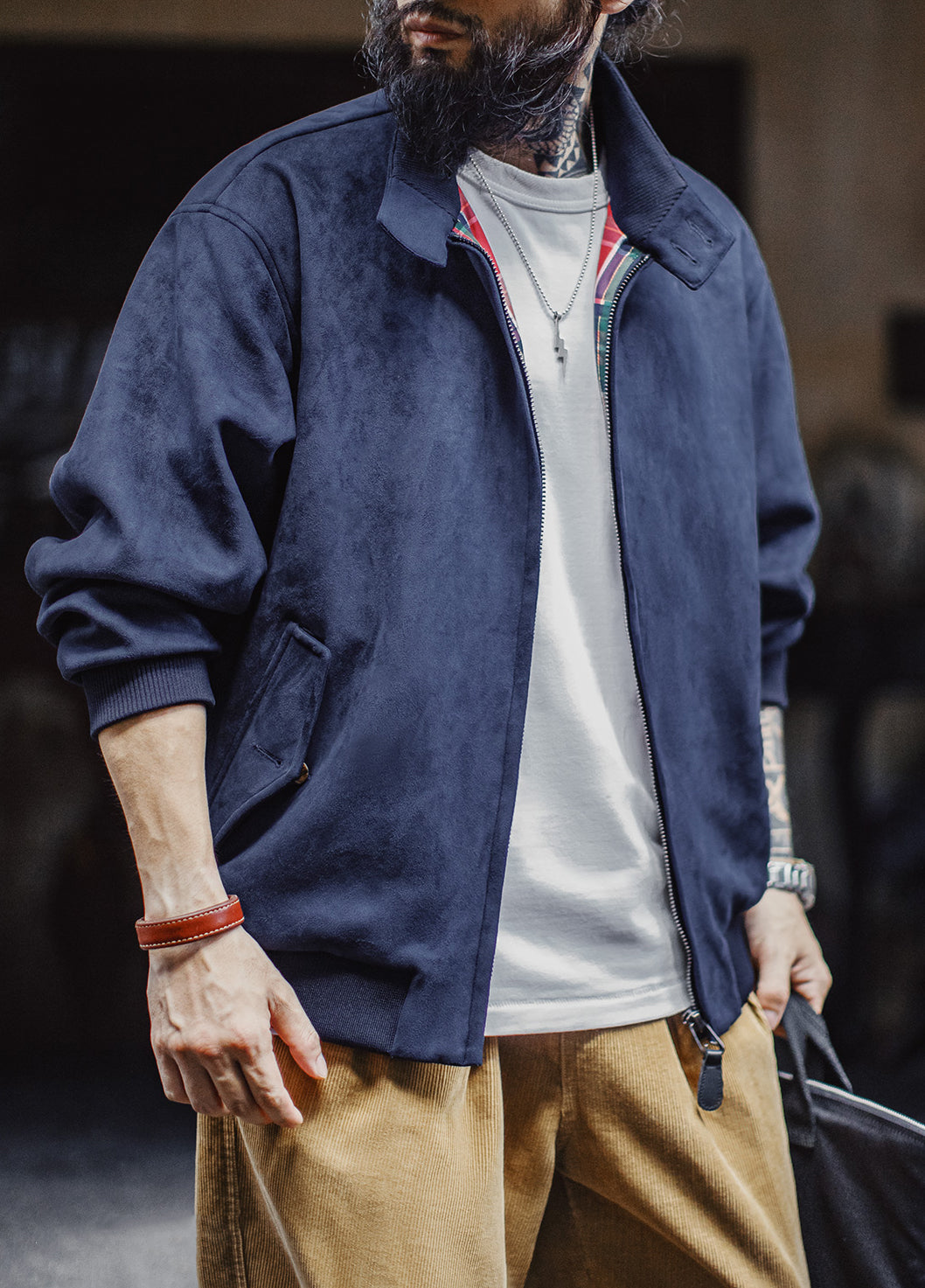 American Retro Suede Harrington G9 Maillard Short Keep Warm Men's Jacket - Harmony Gallery