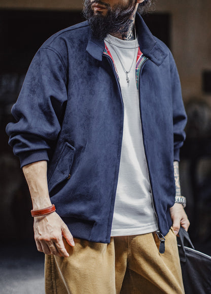 American Retro Suede Harrington G9 Maillard Short Keep Warm Men's Jacket - Harmony Gallery