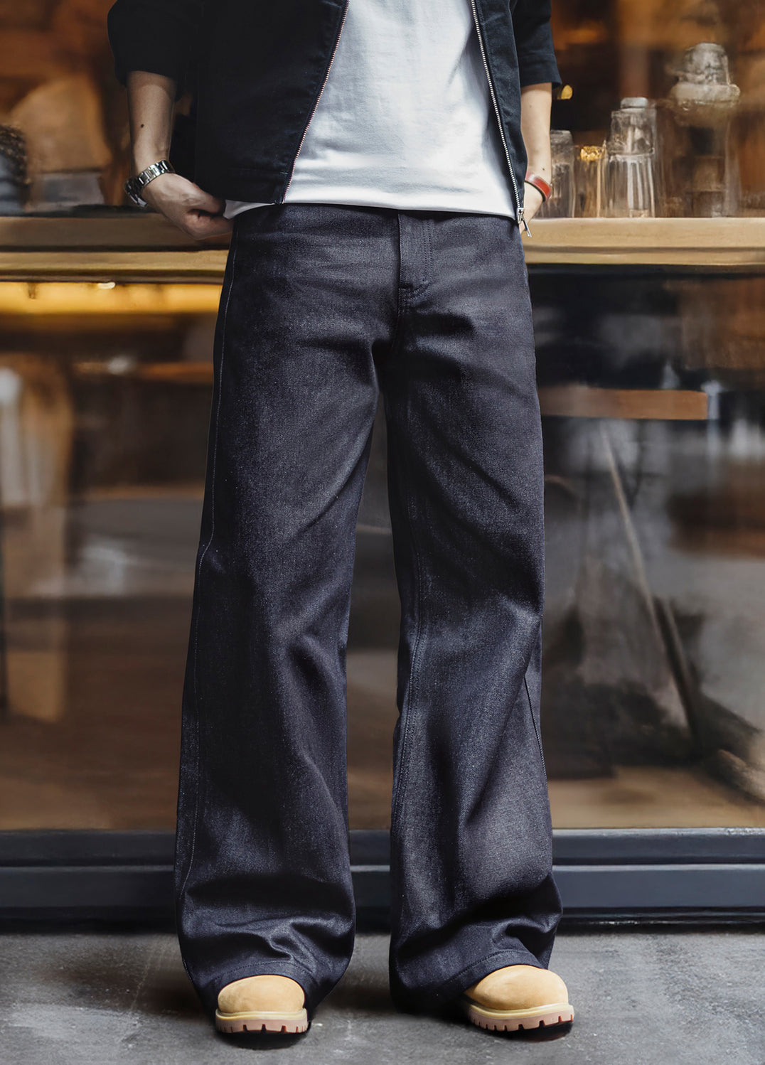 American Bootcut Wide-Leg Scimitar Cow Red-Eared Denim Men's Jeans - Harmony Gallery