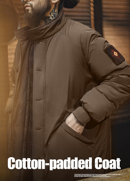 American Retro Mid-Length Cotton Padded Coat Military Thick Warm Men's Jacket