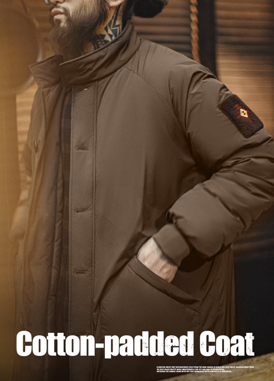 American Retro Mid-Length Cotton Padded Coat Military Thick Warm Men's Jacket