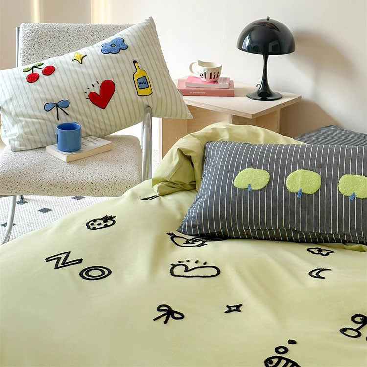 Small Fresh Green Apple Paradise Four-piece Pure Cotton Bed Set - Harmony Gallery