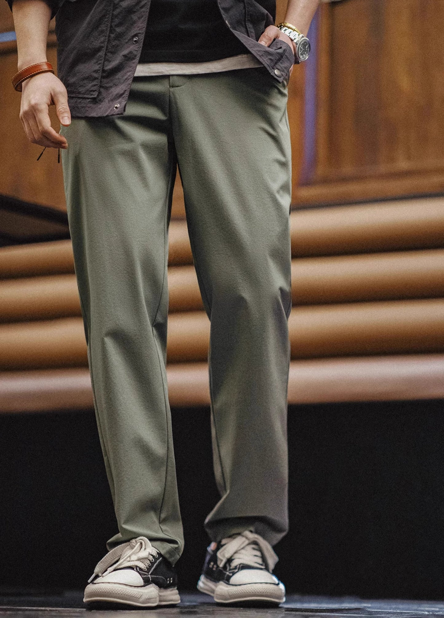 American Retro Four-Way Stretch Twill Multi-Pocket Men's Trousers - Harmony Gallery