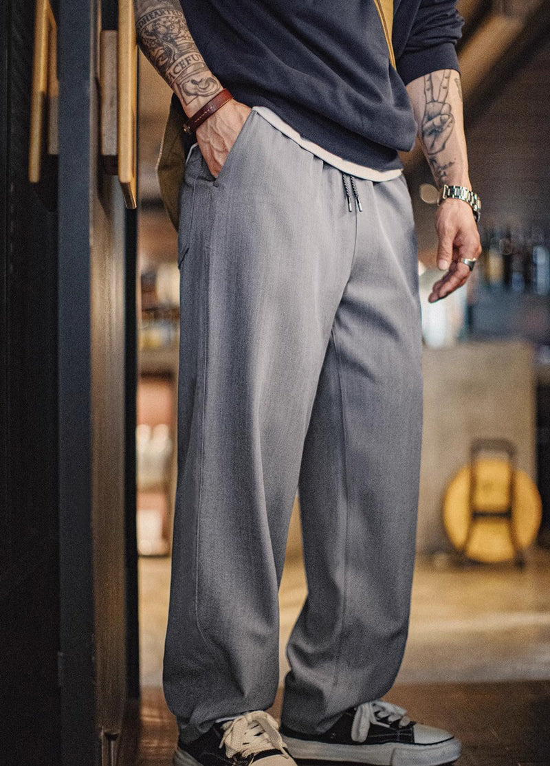 American Retro Casual Drape Clean Fit Old Money Commuter Men's Trousers - Harmony Gallery