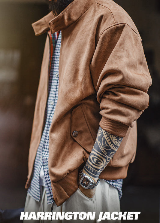 American Retro Suede Harrington G9 Maillard Short Keep Warm Men's Jacket - Harmony Gallery