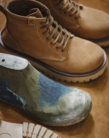 American Retro Mid-Cut Genuine Leather Martin Boots Thick-Soled Men's Boot - Harmony Gallery