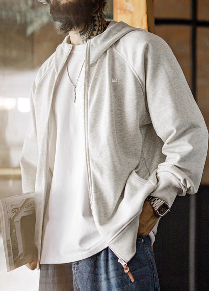 American Casual Hooded Raglan Sleeve Cardigan Long-Sleeved Men's Jacket - Harmony Gallery