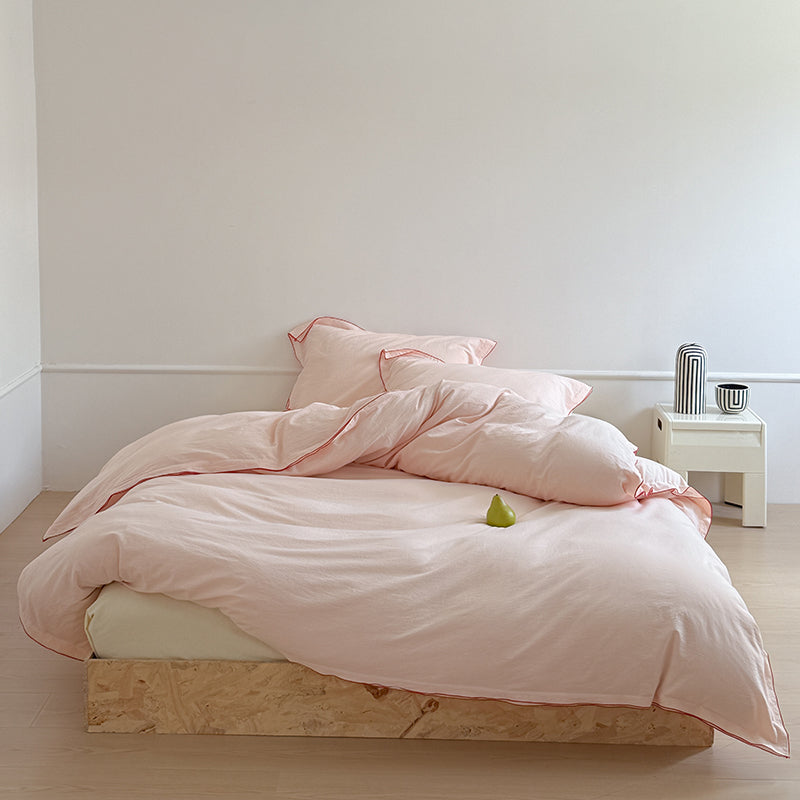 Nordic Solid Color Washed Four-Piece Pure Cotton Suitable For All Seasons Bed Set