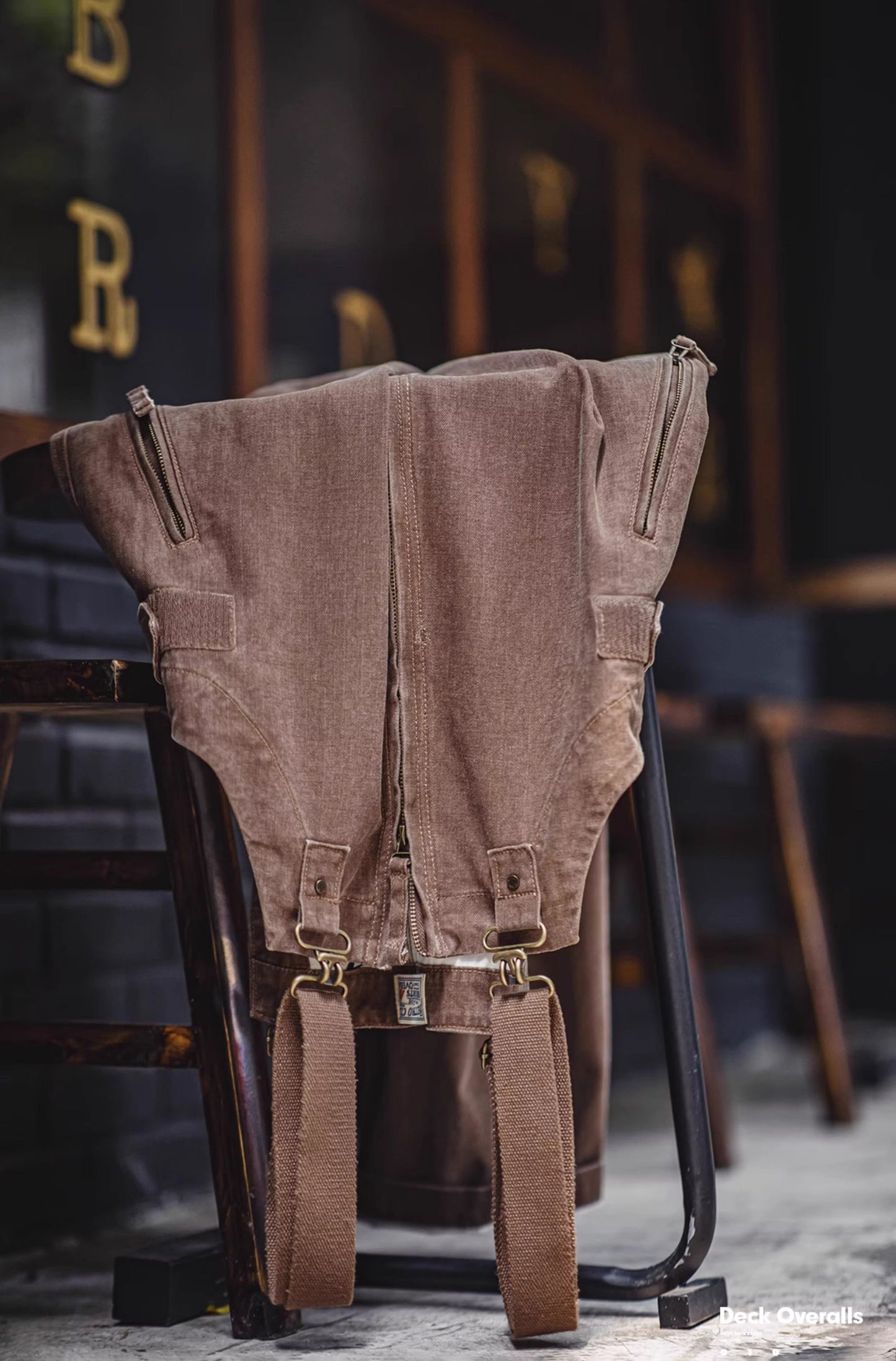 American Retro Old Deck Large Pocket Loose Suspenders Men's Overalls