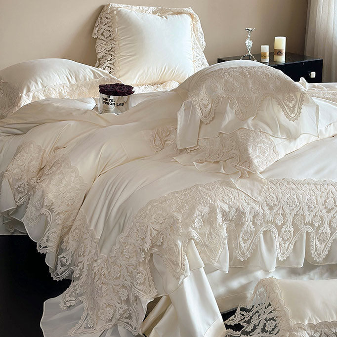 French Princess Romantic Lace Long-Staple Cotton Four-Piece Bed Set