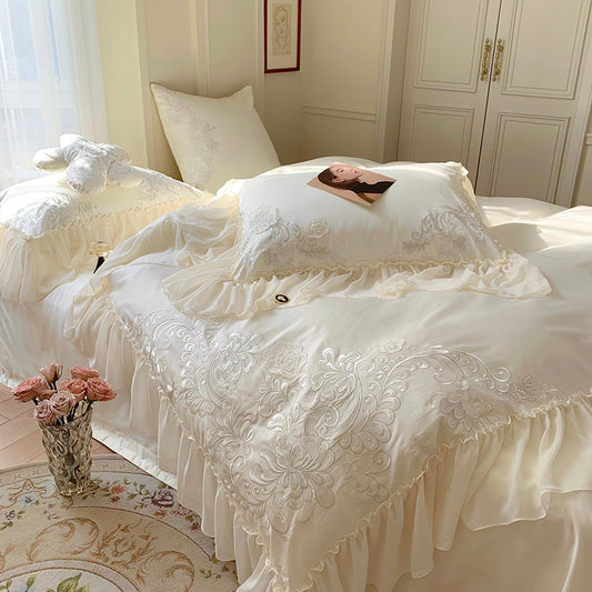 French Romantic Lace Princess Soft Cotton Four-Piece Bed Set