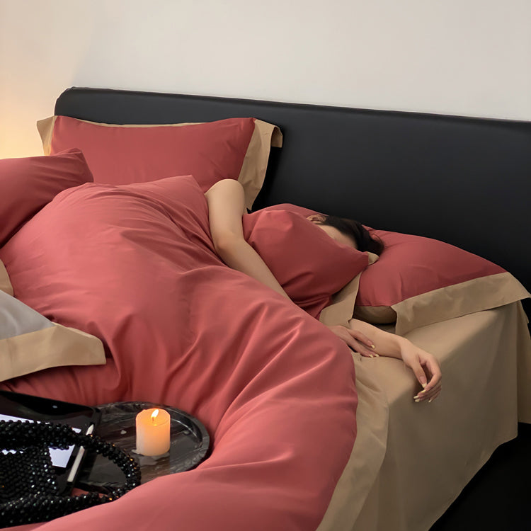 Conjunto de cama espessada de quatro peças de algodão puro e leve e luxuoso