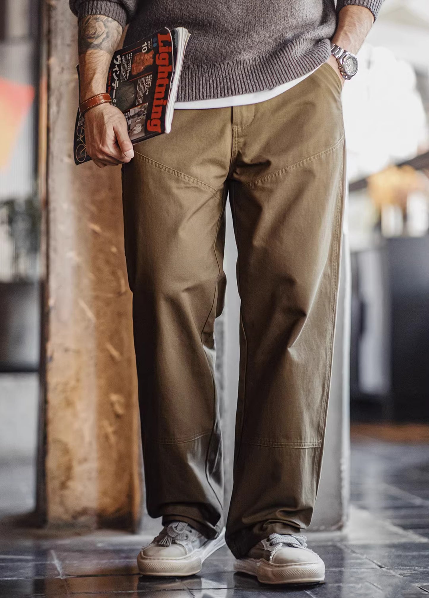 American Retro Clean Fit Logging Texture Sense Cotton Men's Trousers