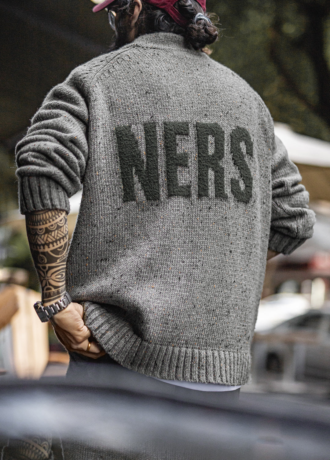 American Retro Jacquard Drape Pullover Knitwear Warm Elasticity Men's Sweater