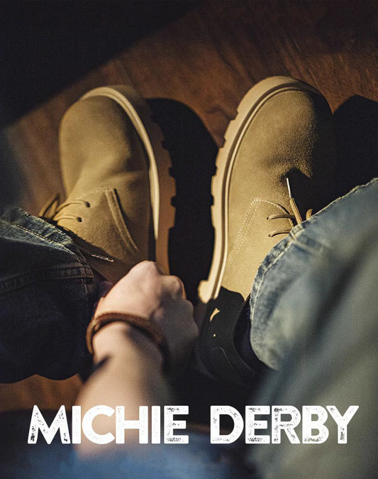 Mickey Derby Round Toe Work Leather Anti-Velvet Men's Dress Shoes - Harmony Gallery