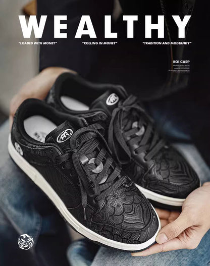 Wealthy Silk Koi Carp Retro Versatile Sports Men's Casual Shoes