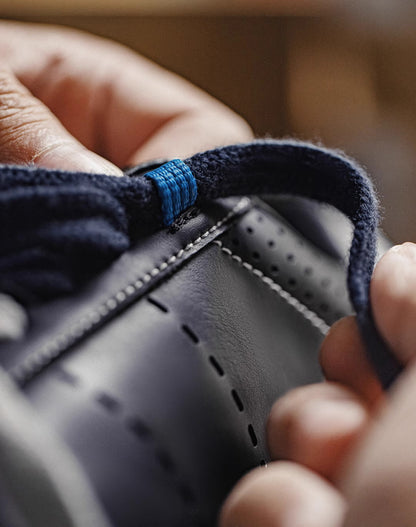 German Retro Forrest Gump Soft Bottom Inky Black Blue White Men's Casual Shoes - Harmony Gallery