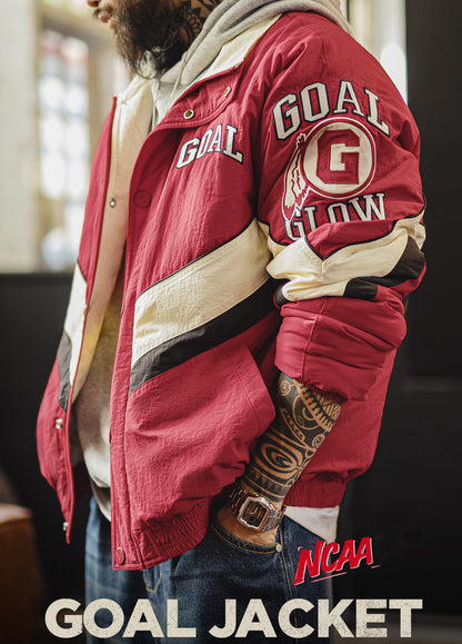 American Patchwork Racing With Red Collar Thickened Warm Cotton Men's Jacket