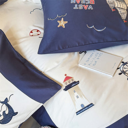 Cute Cartoon Brushed Boy Embroidered Pure Cotton Four-Piece Bed Set
