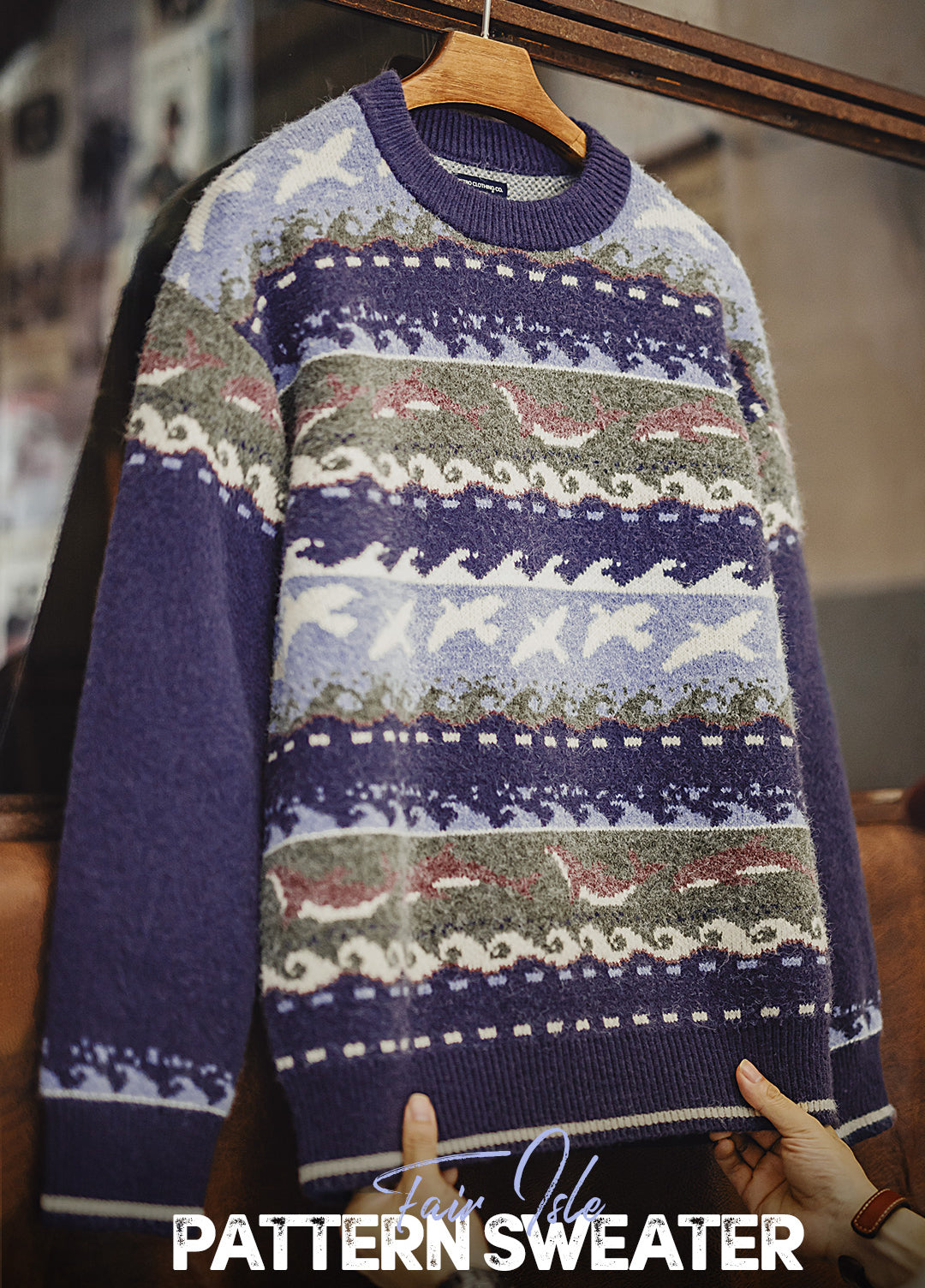American Retro Fair Isle Pullover Thick Warm Outerwear Knitwear Men's Sweater