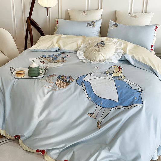 Girls Alice Dream Garden Long-Staple Seven-Piece Pure Cotton Bed Set - Harmony Gallery