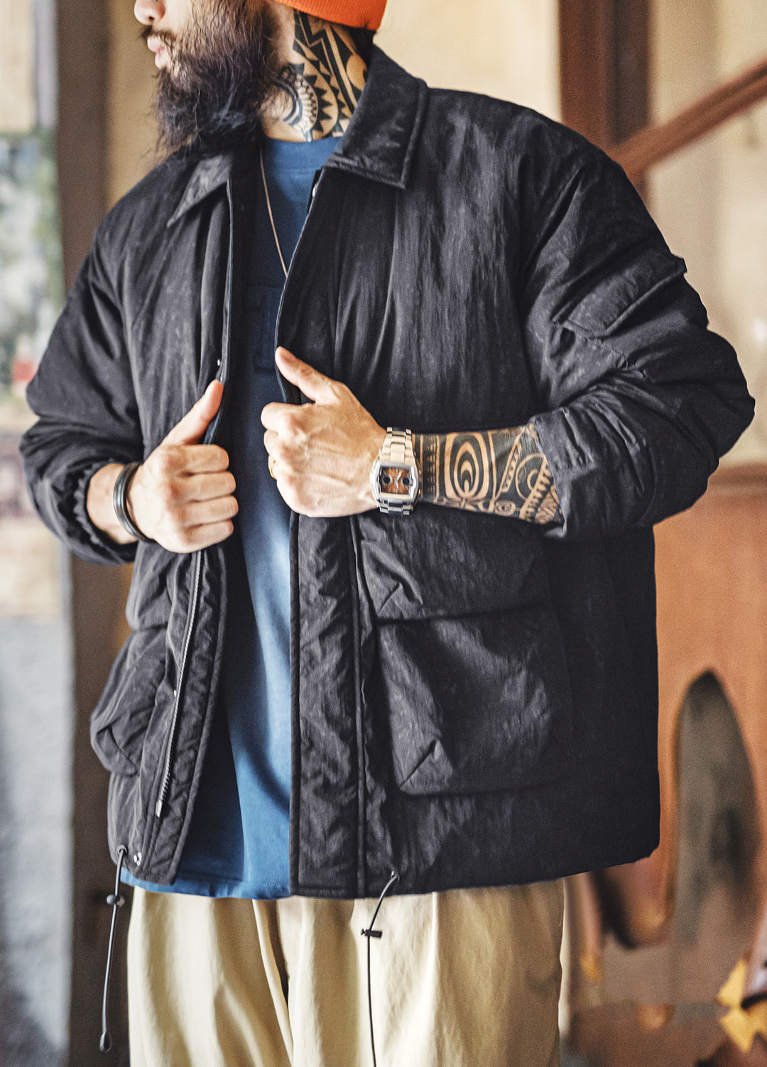 American Retro Batik M65 Hunting Warm and Rugged Cotton-Padded Men's Jacket