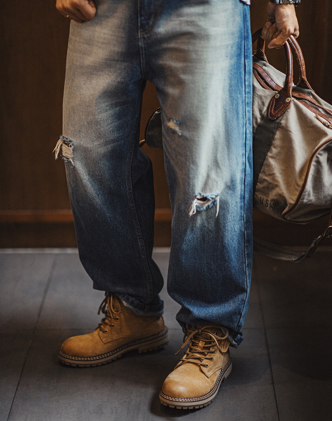 American Retro Hunting Boots Desert Yellow Mid-Cut Martin Outdoor Men's Boot - Harmony Gallery