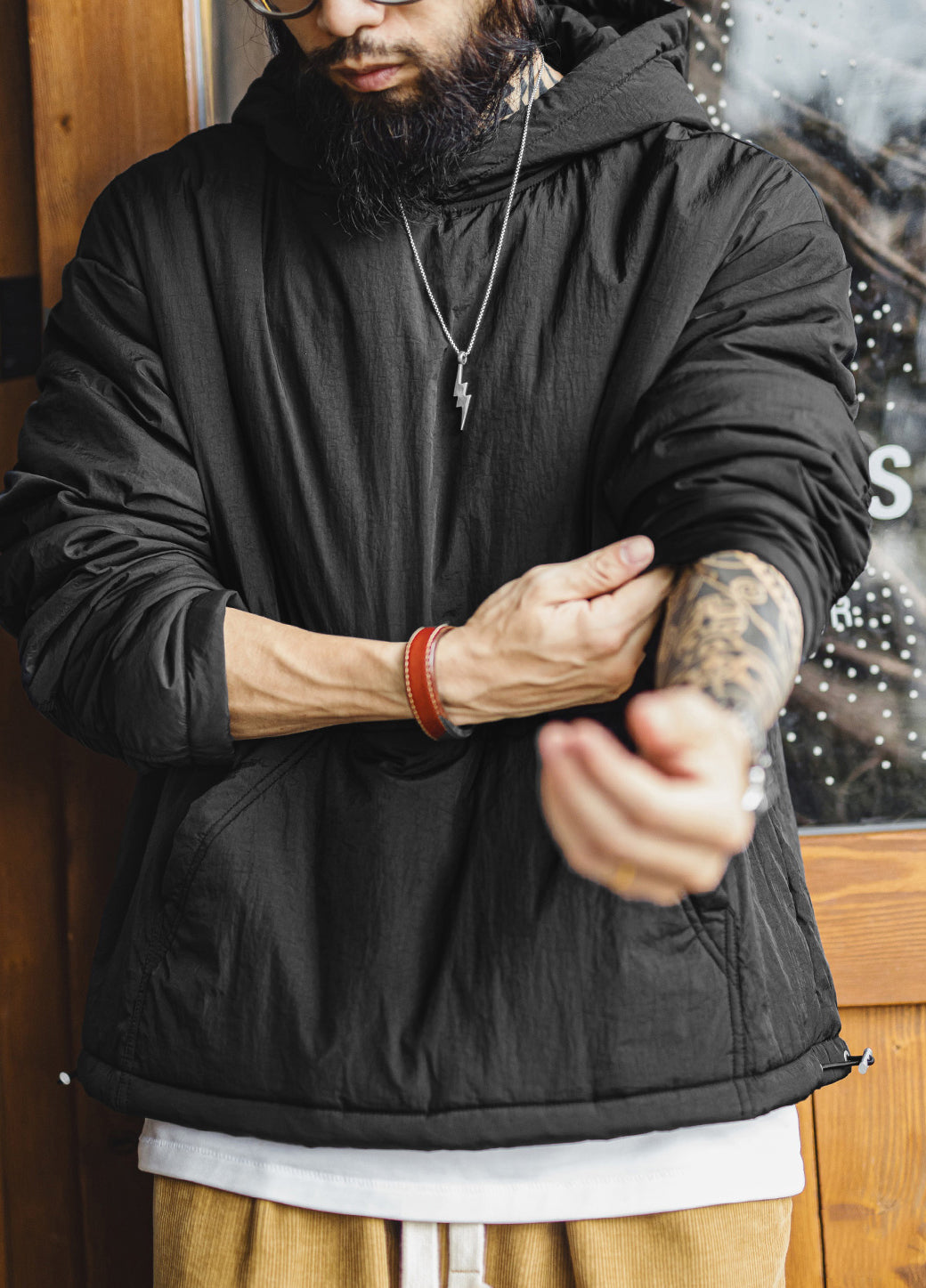 American Fleece Pullover With Pockets Commuting Fleece Lined Warm Men's Sweater