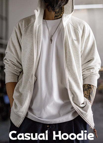 American Casual Hooded Raglan Sleeve Cardigan Long-Sleeved Men's Jacket - Harmony Gallery