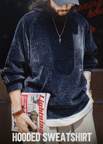 American Chenille Pullover Warm Corduroy Thickened Hoodie Men's Sweater - Harmony Gallery