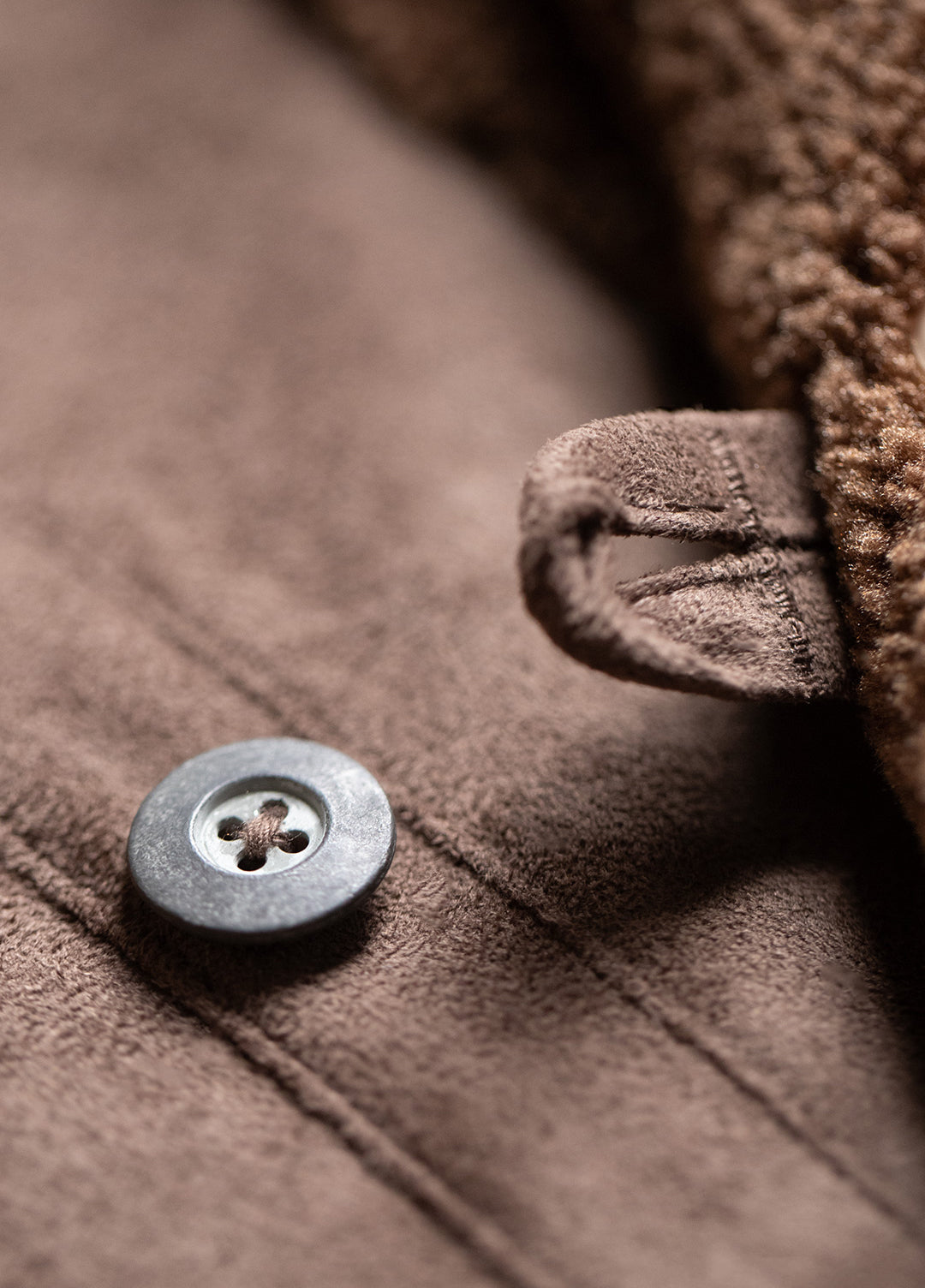 American Retro B7 Suede Parka Mid-Length Faux Lambswool Thickened Men's Coat