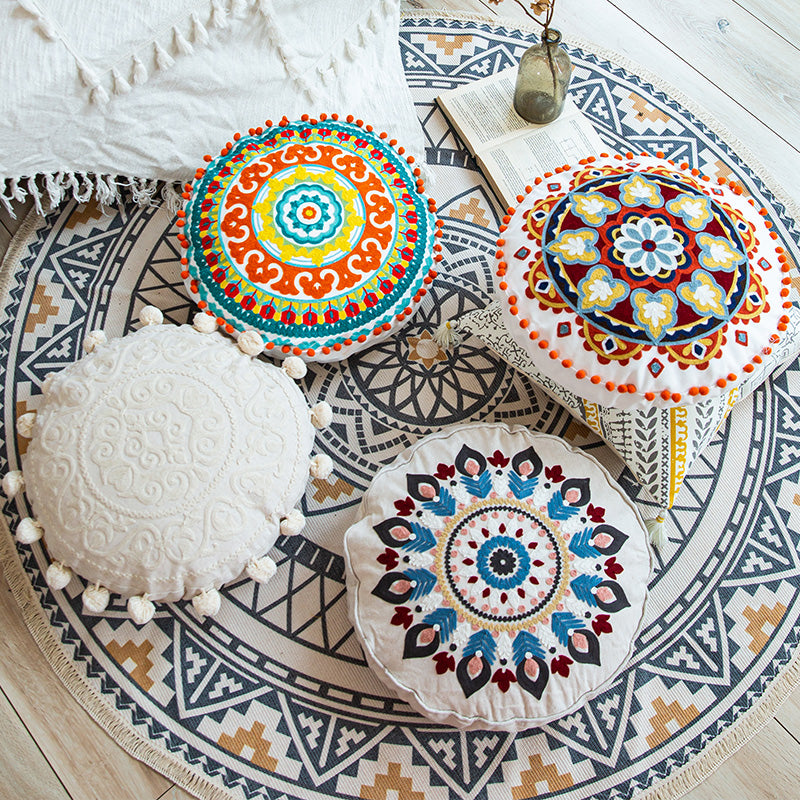 Global Artisan Handmade Boho Round Tassel Throw Pillows - Harmony Gallery