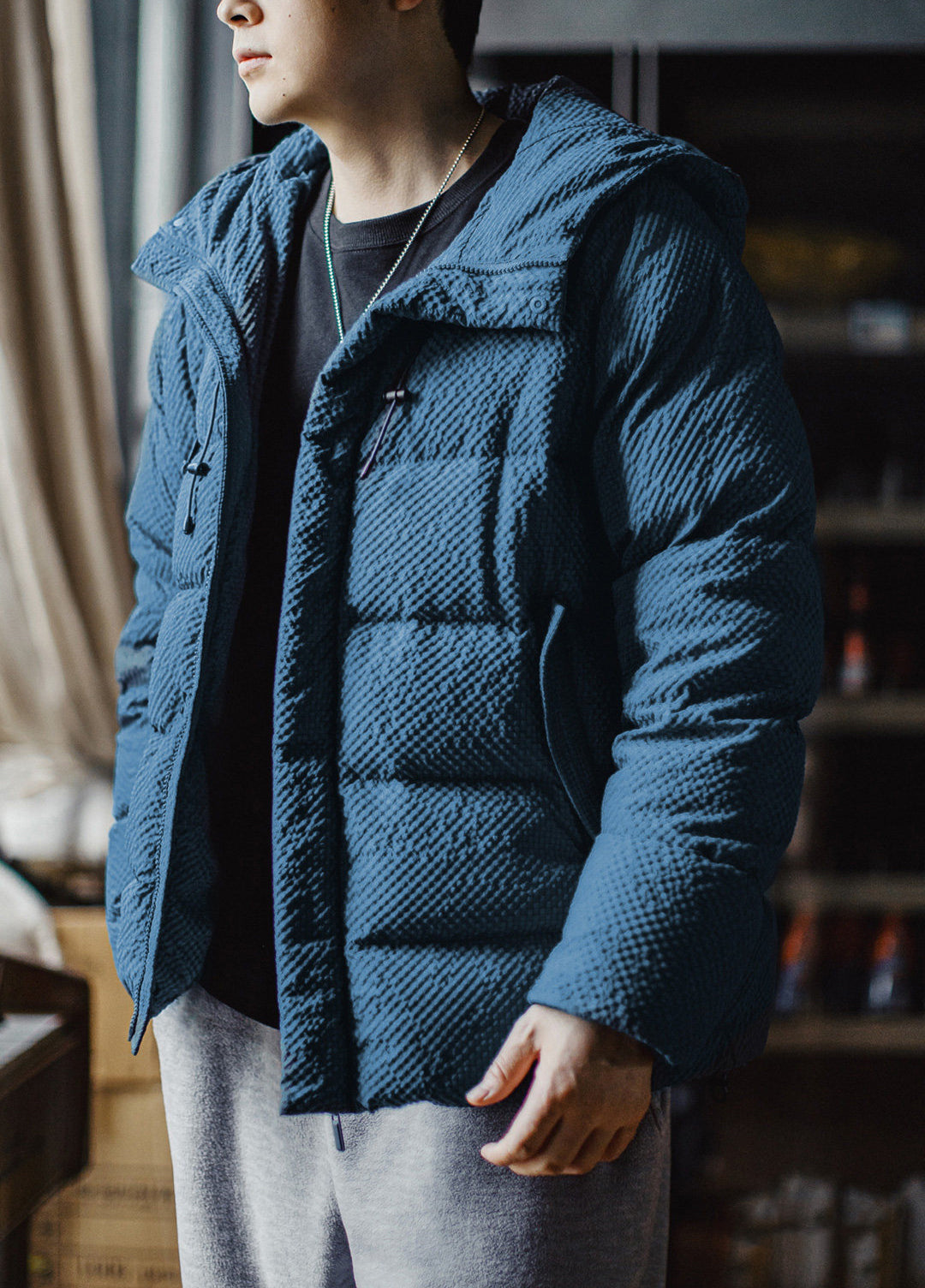 American Workwear Seersucker Outerwear High Loft Textured Men's Jacket