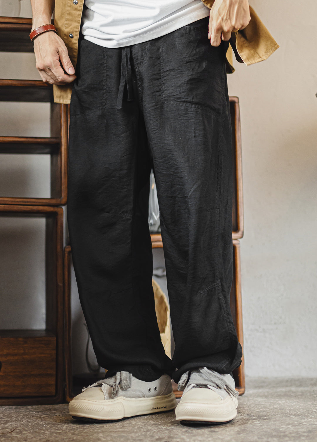 American Workwear Linen Beckham Thin And Draping Lyocell Tencel  Men's Trousers - Harmony Gallery