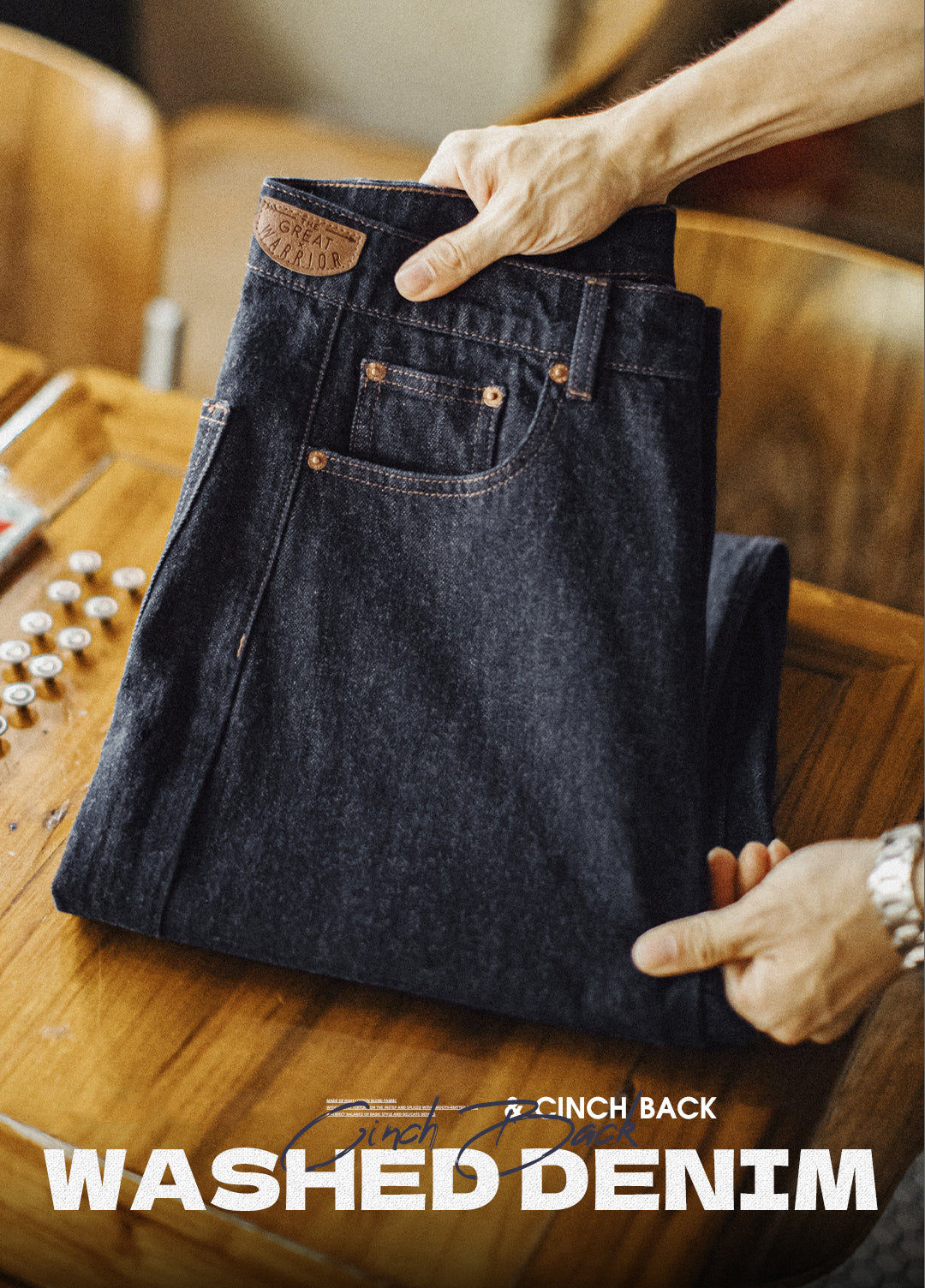 American Retro Vintage Bamboo Straight Washed Denim Men's Jeans - Harmony Gallery